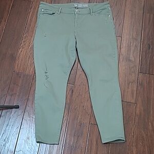 Gap Distressed Olive Green Legging Skimmer Jeans size 16/33